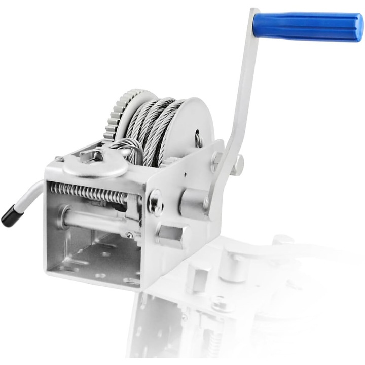 Winch manual Husar, 4500 lbs, cablu de otel 7.5m, 3 trepte, pentru barci si remorci