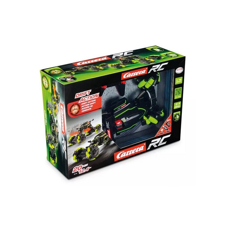 CARRERA RC кола, дрифт, 2.4GHz, зелена/черна, 20 км/ч, комплект дистанционно управление, пластмаса