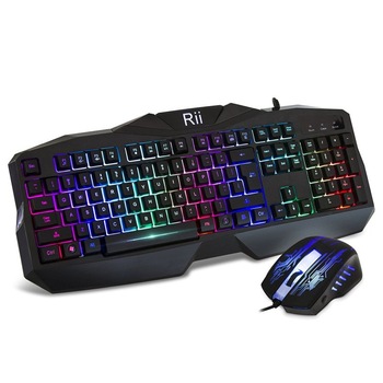 Kit tastatura si mouse gaming, iluminata, USB, 104 taste, Rii Kit tastatura si mouse gaming, iluminata, USB, 104 taste, Rii