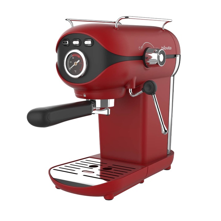 Espressor, Biovita VELVET, 20 Bari, 1100W, Spumare, Rezervor 800 ml, Compact, Rosu