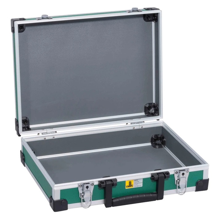 Zöld alumínium bőrönd 340x280x105 mm