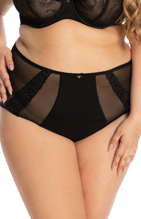 Chiloti dama, bumbac si dantela, Negru, 2XL EU