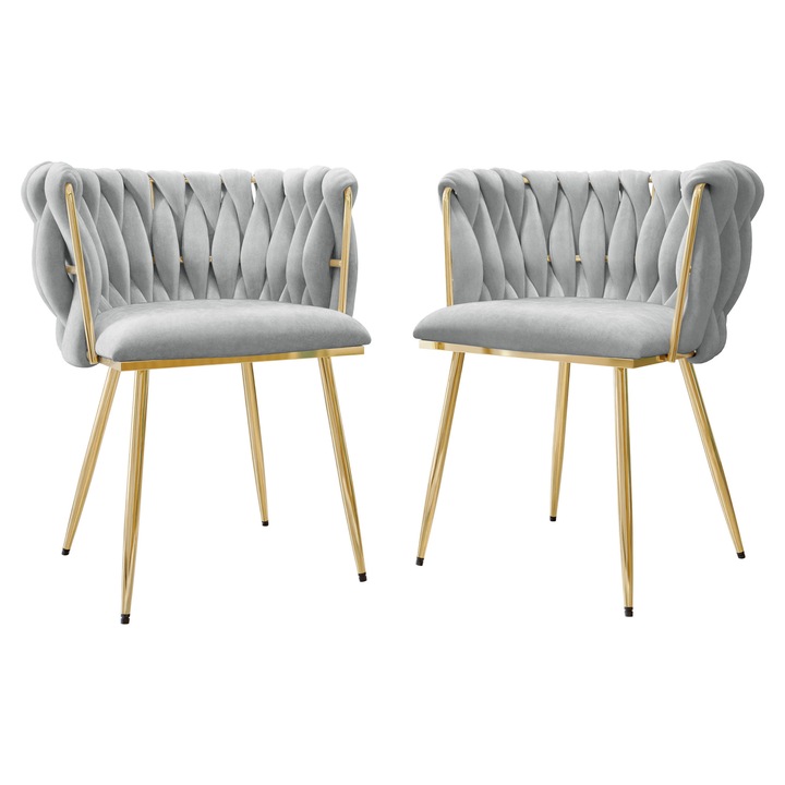 Set 2 scaune Archie DC-1142, MIRJAN 24, gri, 52x50x76 cm