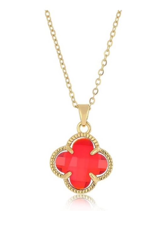 Colier dama, Otel titan, Auriu/Rosu