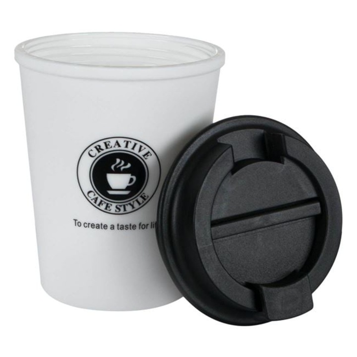 Черен бял пластмасов капак за чаша 300 мл