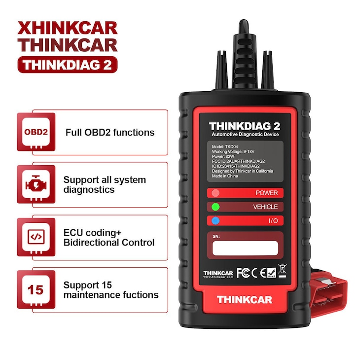 Diagnoza Profesionala Launch ThinkDiag 2 Original, Bluetooth 5.0, Compatibil Android si iOS, Licenta Completa 1 An pentru Toate Marcile si Functiile de Service
