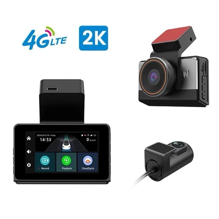Видеорегистратор 4G SIM карта P86 2K + задна камера 720P, 4G LTE, WiFi HotSpot, Дистанционно наблюдение