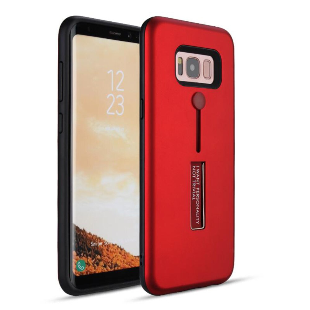 Husa spate EuroCELL antisoc cu suport, pentru Galaxy S8, rosu