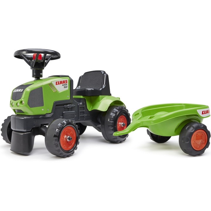 Falk pedálos traktor, pótkocsival, zöld, gyerekeknek 12 hónapos kortól, maximum 25 kg
