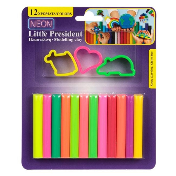 Gyurma szett 12 különböző neon színű és formájú - 15 darab