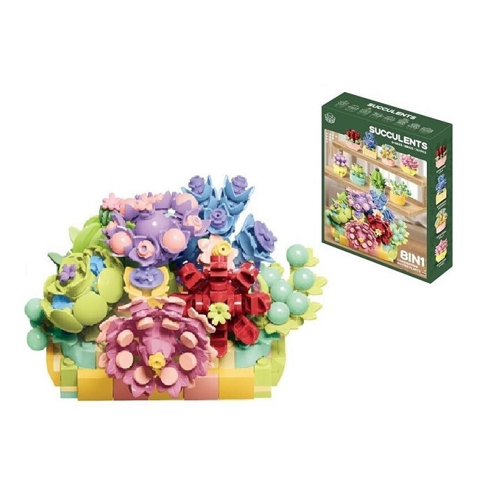 Set de constructie Klocki, flori in ghiveci, 767 piese, multicolor