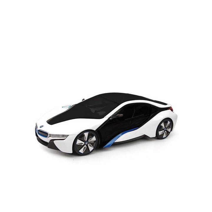 Masinuta Rastar BMW I8 R/C 1:24 alb, 19cm, set cu telecomanda