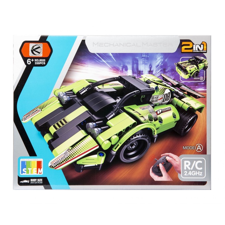 Конструктор за коли 2 в 1, Kathay-Haster, 335 елемента, 36x7x27см, 6+ години