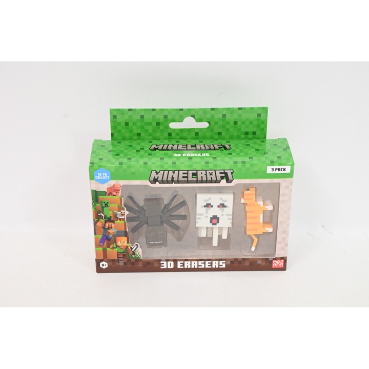 Комплект от 3 MINECRAFT 3D Erasers, многоцветни