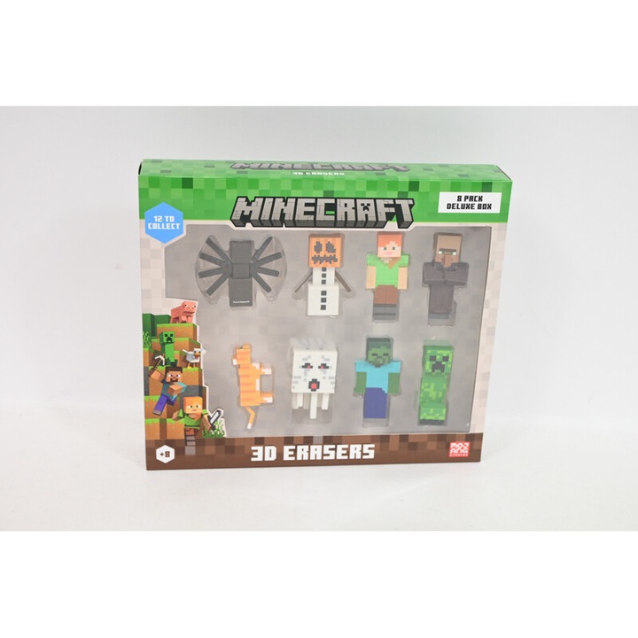 Set 8 Radiere 3D MINECRAFT, multicolor