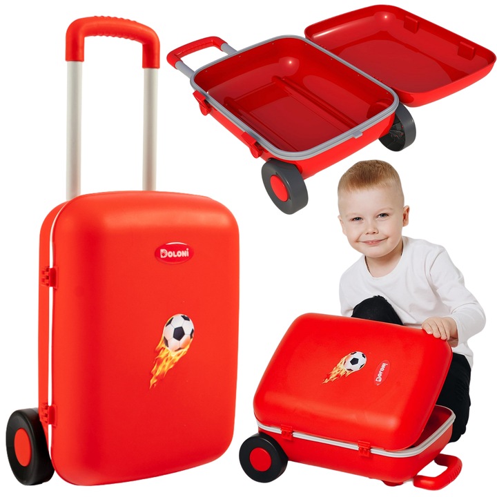 Troler copii Doloni rosu rezistent 29x18.5x62cm
