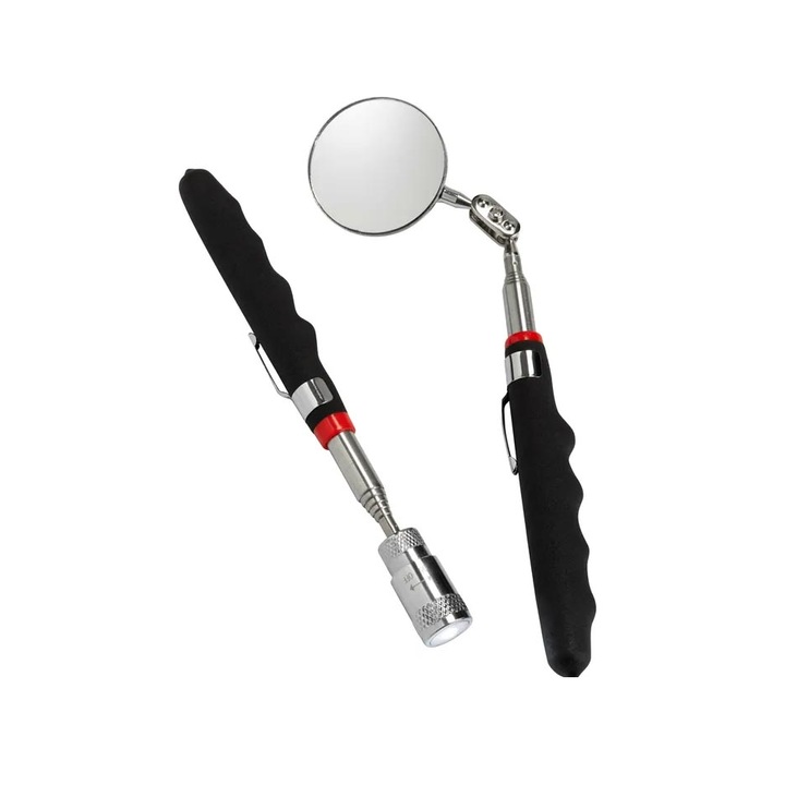 Set scule pentru inspectie, Tija telescopica cu magnet si LED, Tija cu oglinda, Carguard