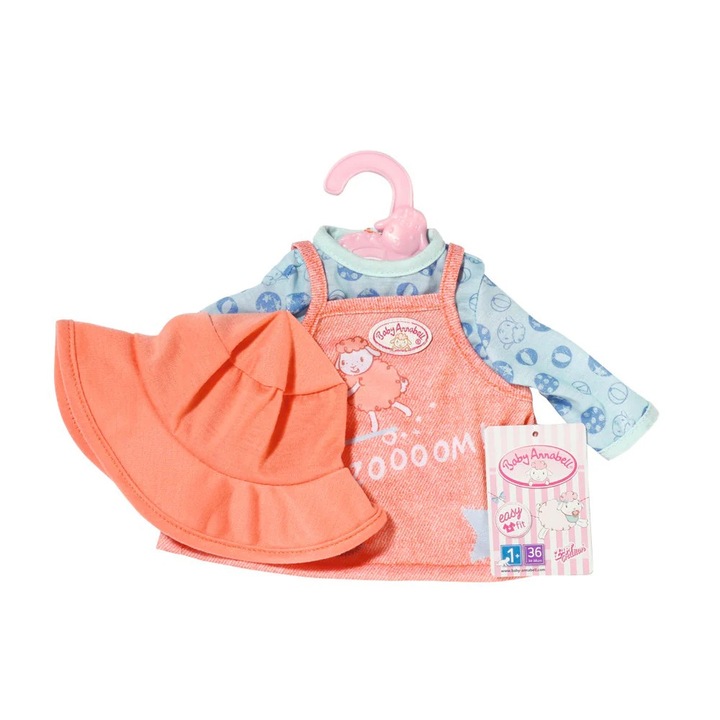 Rochita, Bluza si Palarie pentru papusi 36 cm Baby Annabell