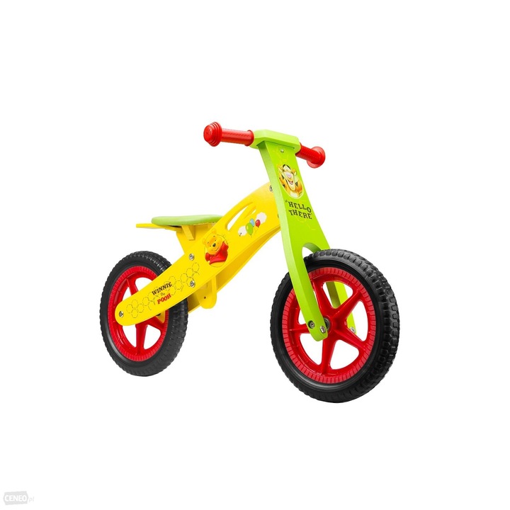 Bicicleta din lemn, Kubus, antiderapante, 12 inch, 36-39 cm, multicolor, set pentru copii