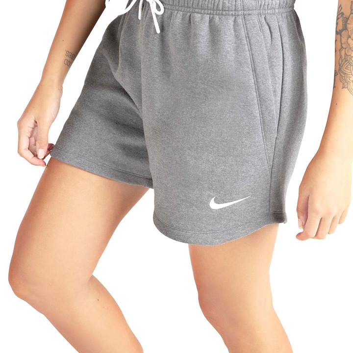 Pantaloni scurti sport dama, Nike, CW6963 063, bumbac/poliester, gri deschis