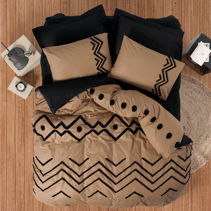 Set lenjerie de pat dublu, 6 piese, Cottonbox, de pat dublu, 6 piese, Cottonbox, Elio, Bumbac 100%
