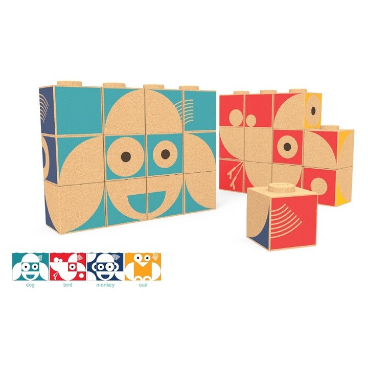 Комплект строителни елементи, Elou, 12 части, многоцветни