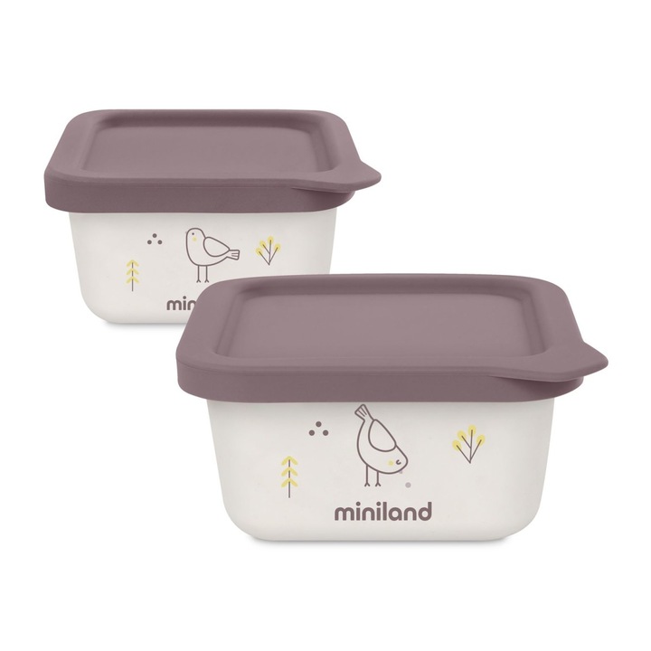 Set 2 recipiente ermetice mancare solida Miniland Chick