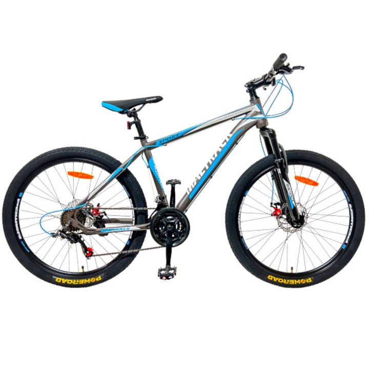 Велосипед MalTrack, стоманена рамка, 26", спортен сив, тегло 15 кг, за ръст 140-180 см
