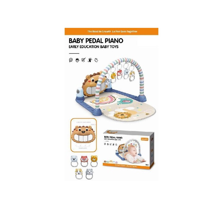 Covoras interactiv cu pian, centre de activitati, multicolor, 112x60cm