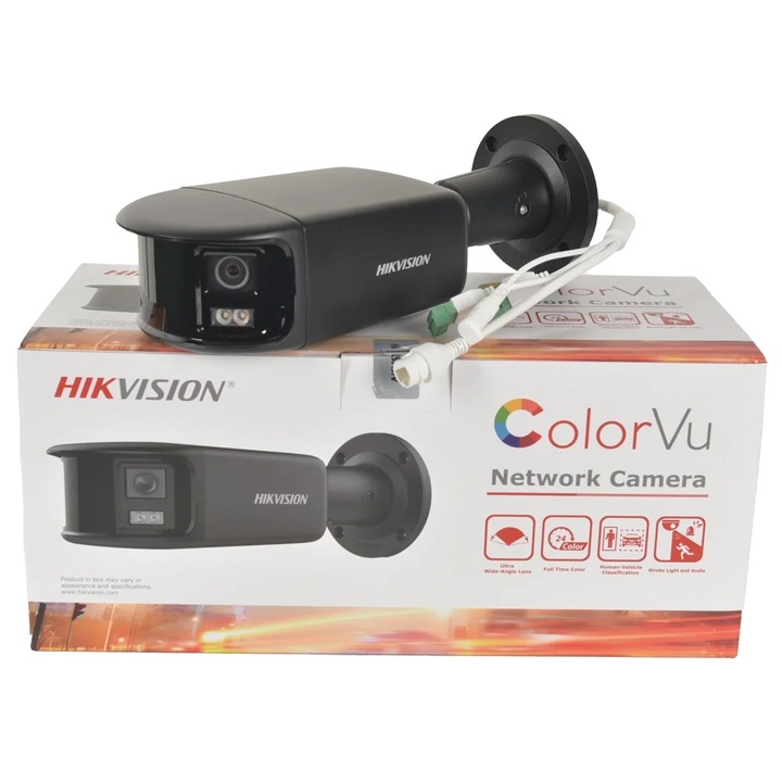 Camera de supraveghere HIKVISION 8MP, Night Vision ColorVu, IP67, Neagra, 118.6x105.1x305.4mm