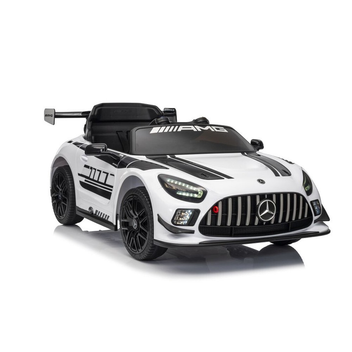 Електрически автомобил Mercedes AMG GT3, бял, 117x60x29см, комплект