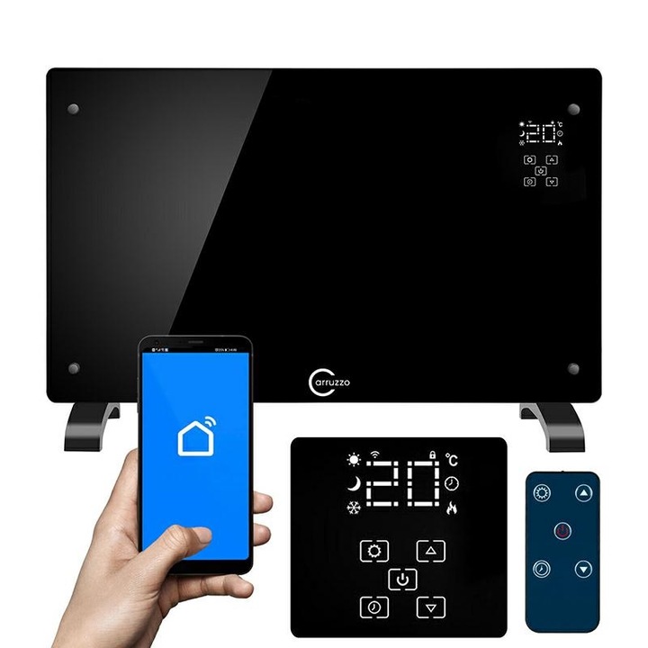 Convector electric Carruzzo, model Q20F1, 2500W, WiFi, 85x23x51cm, alb