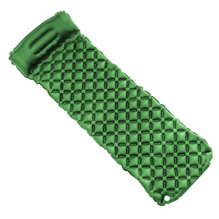 Saltea camping UCHWYToW, materac umflat cu perna, 190x60x5cm, set inclus