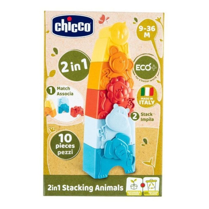 Jucarie de sortat Chicco ECO+ animale puzzle turn multicolor