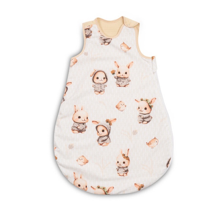 Sac de dormit pentru bebelusi, 45x70cm, antialergic, cu fermoar dublu, bej