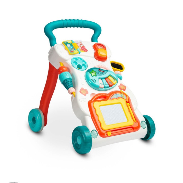 Музикална проходилка Toyz, 34x43x45 см, с подвижен телефон и дъска за рисуване, за деца от 6 месеца