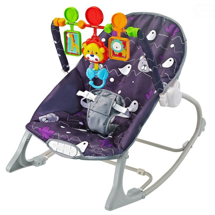 Balansoar pentru bebelusi LITTLE, model LITTLE FOREST, violet, 63x44x70cm, pentru copii pana la 18 kg