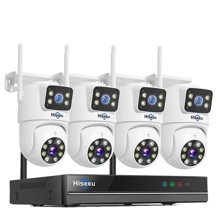 Sistem de supraveghere, 16CH NVR, camere cu lentile duale 6MP, set 4 camere, IP66