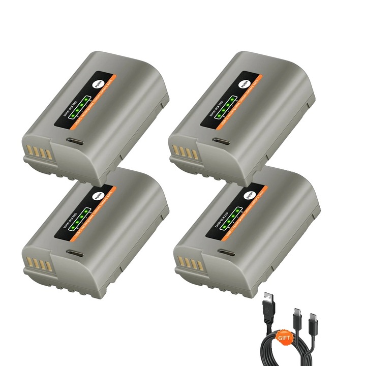 Kamera akkumulátorkészlet, 2500mAh, USB-C töltés, 4 darab