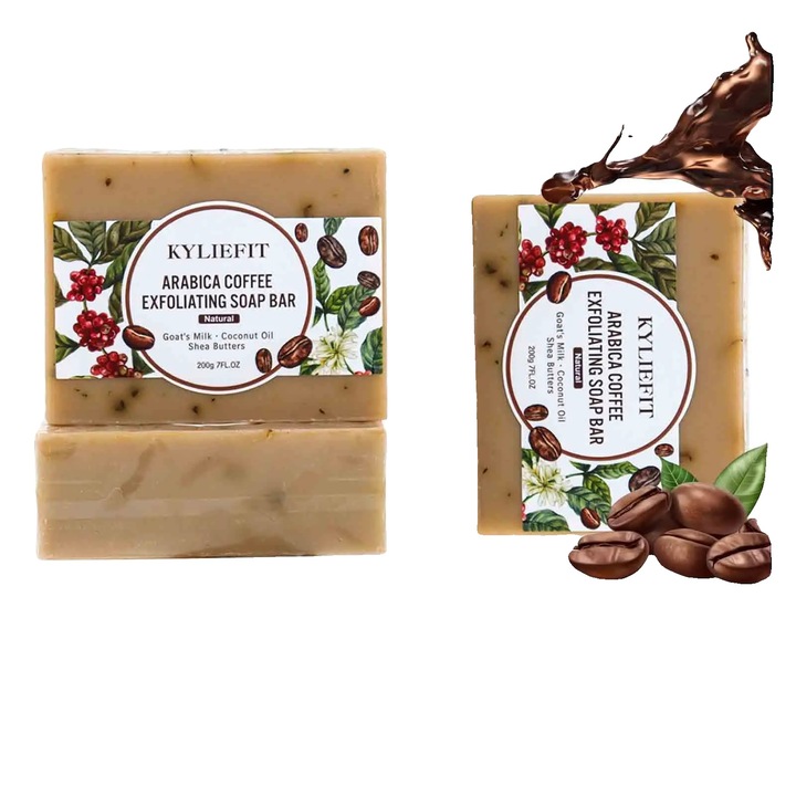 Ексфолиращ сапун 3 броя с кафе арабика, кокосово масло и масло от ший за лице и тяло