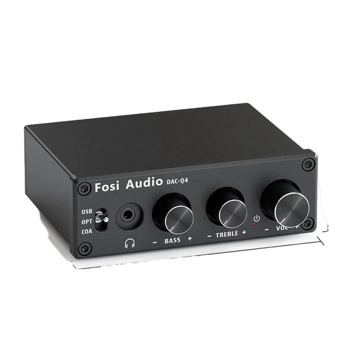 Mini DAC stereo, amplificator casti, 160mW RMS, suporta intrari USB/optice/coaxiale, Q4, 73.5x98x33mm