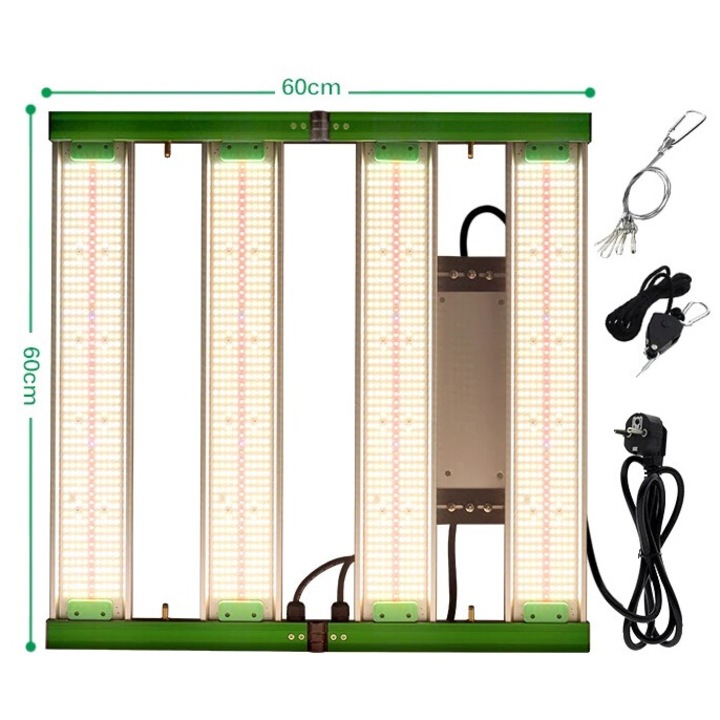 Lampa de cultivare LED, 400W, spectru complet, dimabil, design ajustabil, 60x60cm