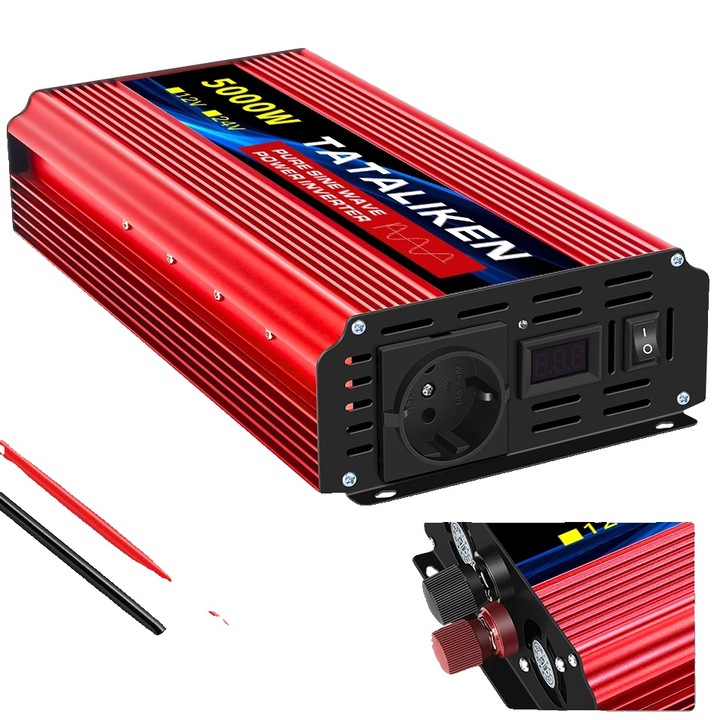 Inverter 12V 5000W 220V EU, putere stabila, design robust