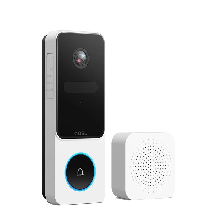 Sonerie video wireless, 2K HD, unghi ultra-larg 170, compatibilitate cu Alexa si Google Assistant