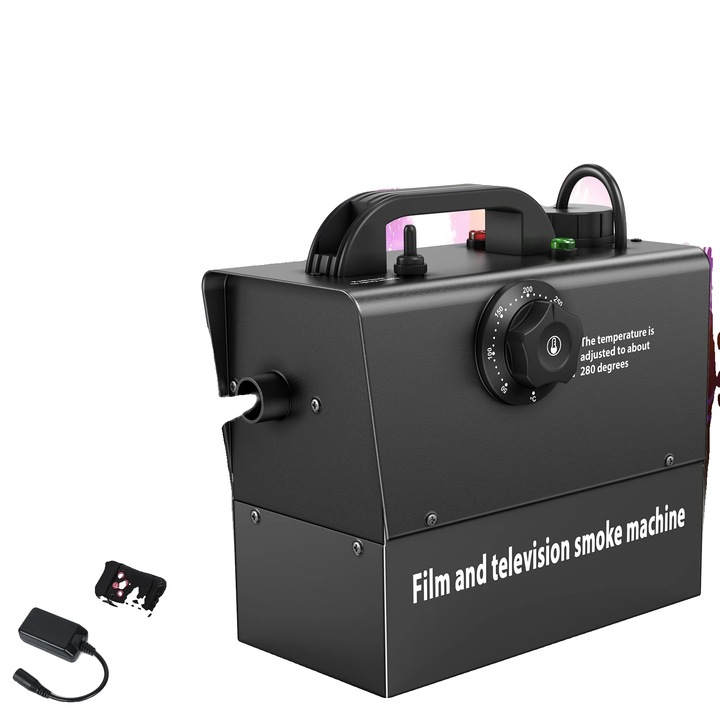 Masina de fum portabila, 400W, 2-3 ore functionare, neagra, priza EU