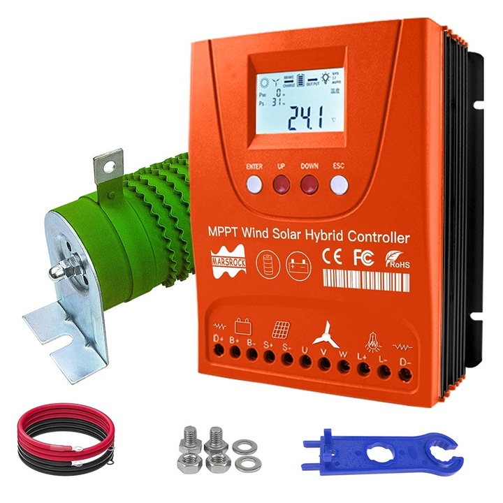 Controler hibrid solar si eolian, 1500W, 12V/24V, 171x145x69mm, protectie IP30