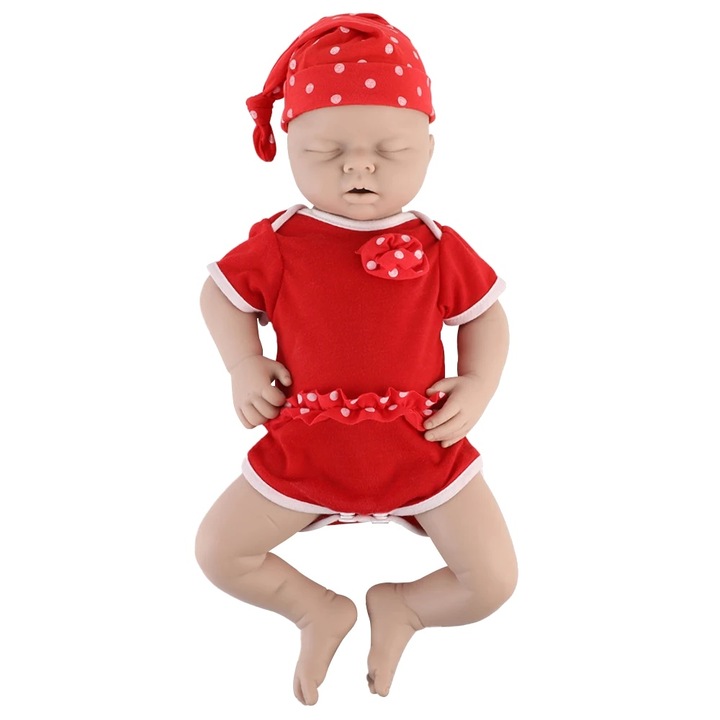 Papusa din silicon, 53cm, design realist, jucarie educationala, unisex