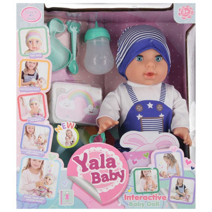 Papusa bebelus, 35cm, accesorii incluse, multicolor, 29x34x14cm