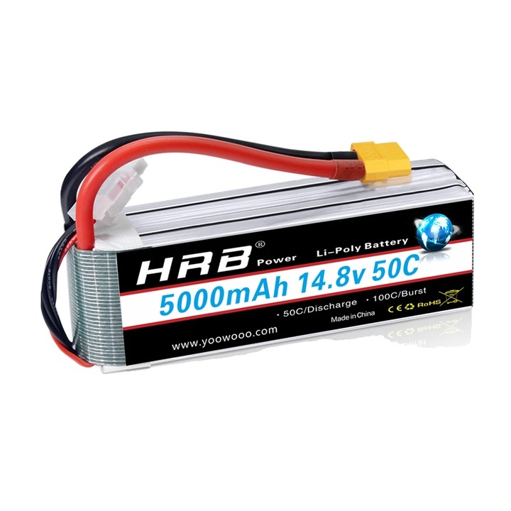 Baterie LiPo 5000mAh 4s, 50C, XT60, pentru RC, 1 buc.