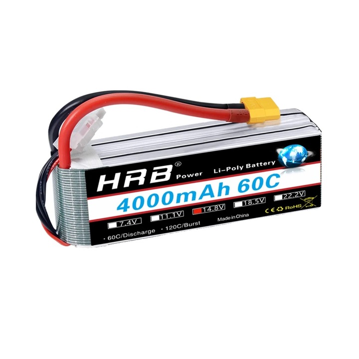 Baterie LiPo 4S 4000mAh 60C XT60, 135x42x30mm